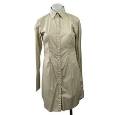 Gap Womens Beige Long Sleeve Collared Button Down A Line Mini Shirt Dress Size 2