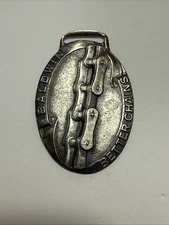 VTG. CHAIN PICTORIAL WATCH FOB KEYCHAIN BALDWIN CHAINS SPROCKETS MASSACHUSETTS 