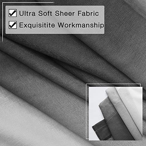 Black Ombre Faux Linen Sheer Curtains 54"W x 63"L (Pack of 2) Black and White - Bild 6 von 8