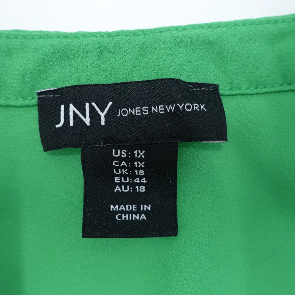 Pullover Jones New York Top Para Mujer 1X Verde Poliéster Cuello Muesca Manga Corta Foto 3 de 4