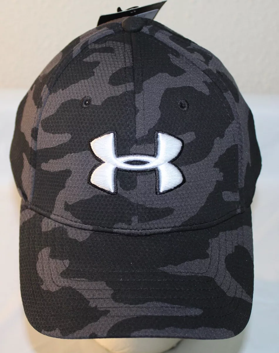 UNDER ARMOUR UA CAMO BLITZING STRETCH FIT MENS CAP, BLK/GRAPHITE, 1273197  023