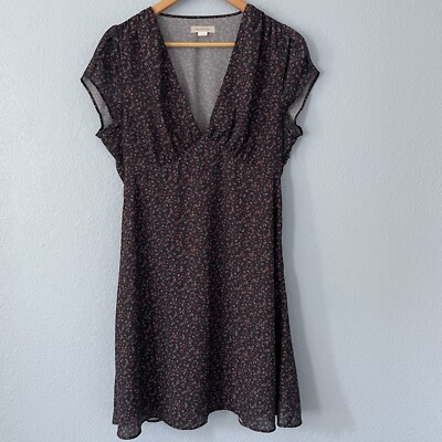Outerknown Womens Dress Size M Juniper Floral Ruffled Skater Waist Cap Sleeve