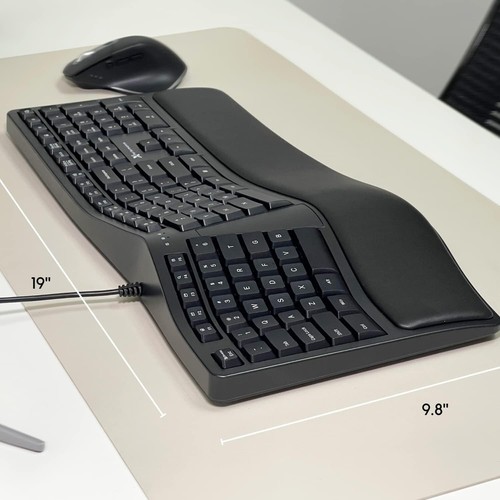 Ergonomic USB Wired Keyboard with Cushioned Wrist Support & Modern Style - Picture 9 of 9