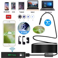 5M 8LED Wireless Endoscope WiFi Borescope Inspection Camera for iPhone Android