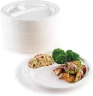 50 x 10-inch Strong Round 3-Compartment Plates -Disposable, Party, Biodegradable