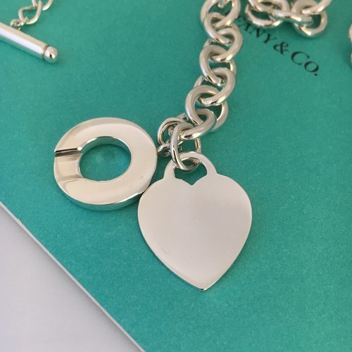 Collana Tiffany & Co Cuore Tag Toggle Autentica in Argento Serling Cuore Vuoto - Foto 5 di 9