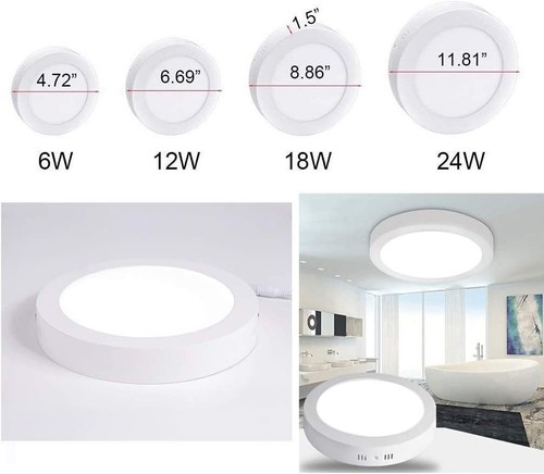 1/2 Ceiling Light 12W Flush Mounted LED Panel Soft Daylight Flat Round Surface - Picture 2 of 20