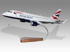 Embraer 170 British Airways Desk Wood Airplane New Model Large Scale 1/72