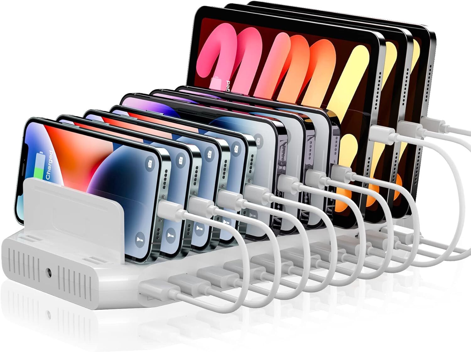 10 Port Phone Charging Station 60w USB Charging Station BC1.2 Apple USB 2.4A