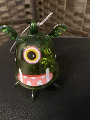 Monsters Inc. Movie Mike Wazowski Christmas Holiday Ornament Custom Blown Glass