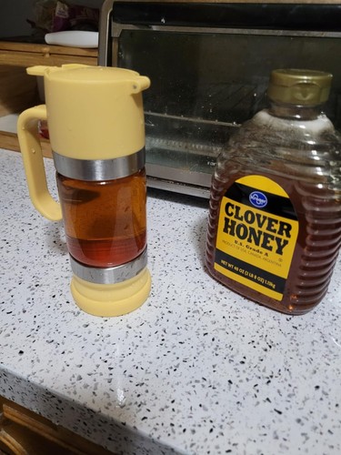 Glass Honey Dispenser Pot No Drip 9 OZ Honey Jar with Handle Syrup Dispenser New - Picture 3 of 9