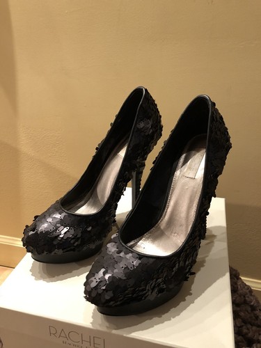 Rachel Roy Size 8 1/2 KEEDAN Black Sequins Platform Pumps Heels - Worn Once - Picture 3 of 5