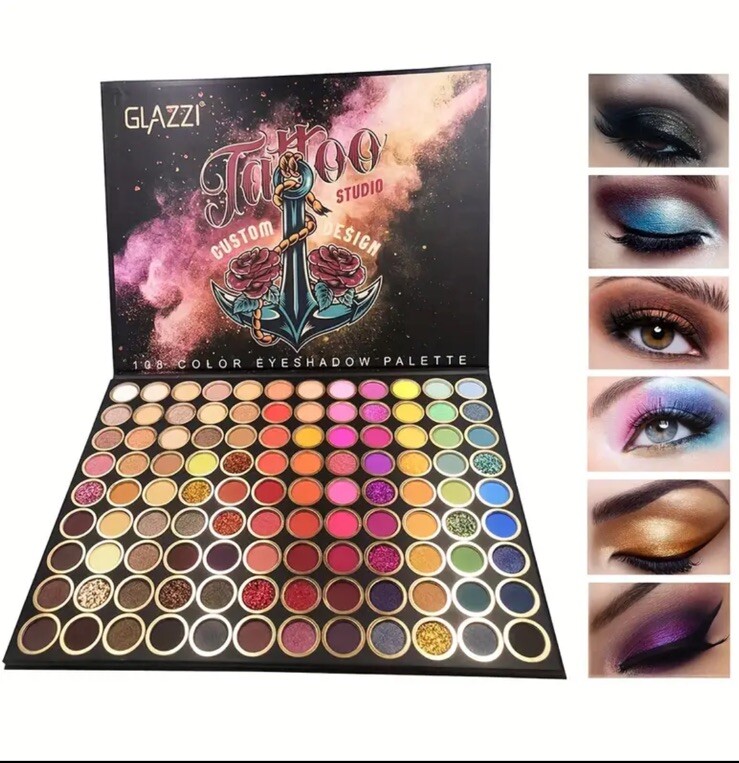 Eyeshadow Palette108Limited Edition♡ Glazzi TATTOO STUDIO CUSTOM DESIGN 108 Color Eyeshadow Palette