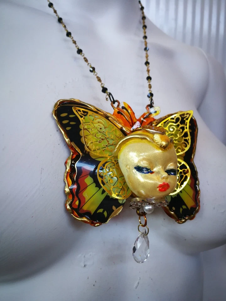 Мадам бабочка роскошь ар-деко модерн природы ювелирных изделий ожерелье кулон насекомое - Изображение 4 из 4