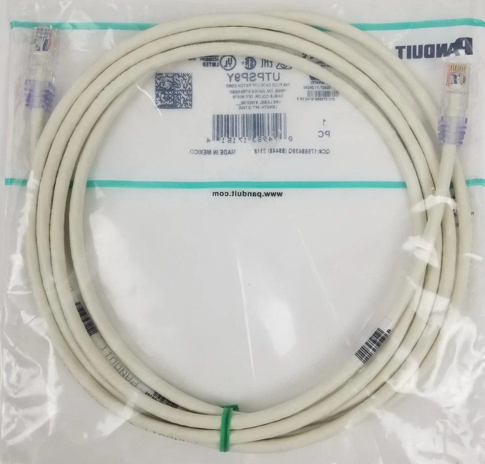 5 Panduit UTPSP9Y Category 6 RJ45 Ethernet Patch Cords Booted 9ft TangleFree NEW - Image 3 of 4