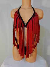 Exotic dancer stripper medium red/black two piece bikini dance outfit-dancewear