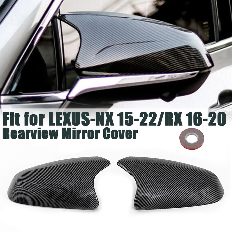 Carbon Black Side Mirror Cover Cap For Lexus NX RX NX250 RX350 RZ300e 2015-2024