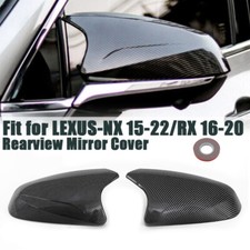 Carbon Black Side Mirror Cover Cap For Lexus NX RX NX250 RX350 RZ300e 2015-2024