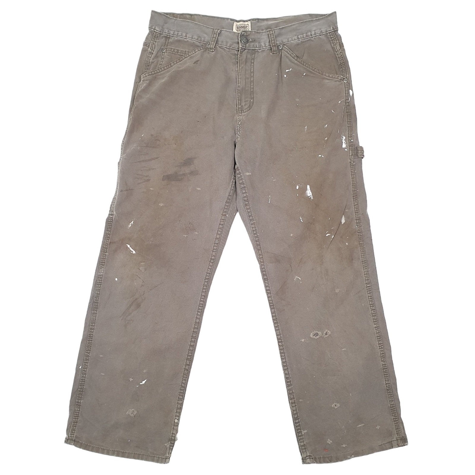 SCHMIDT Carpenter Workwear Trousers Cotton Khaki Mens W36 L30 image 2
