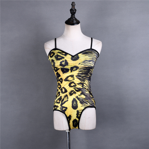 Sexy Damen-Latin-Tanztops Leopardenmuster Tanz Übung Körperkleid Tanzweste - Bild 24 von 25