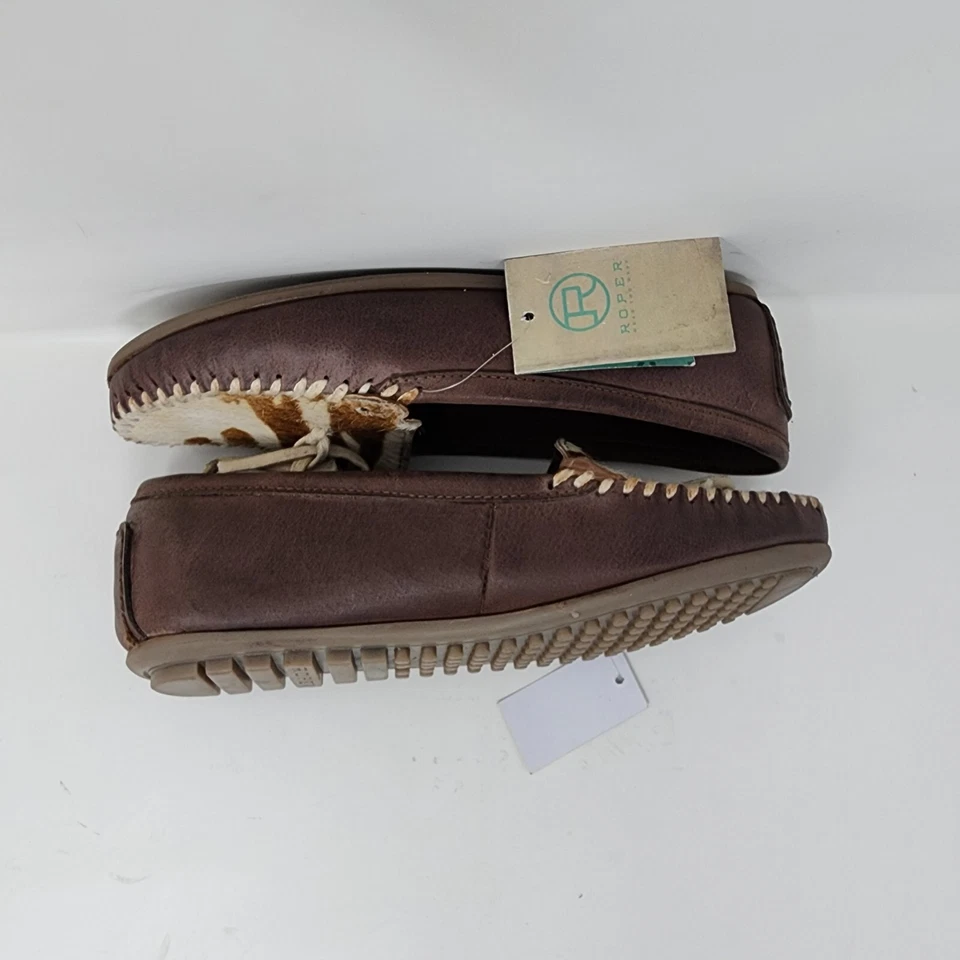 Mocassins Roper Feminino 5.5 Marrom Lilly Estampa de Vaca Sapatos de Couro de Vaqueira Ocidental - Imagem 4 de 4