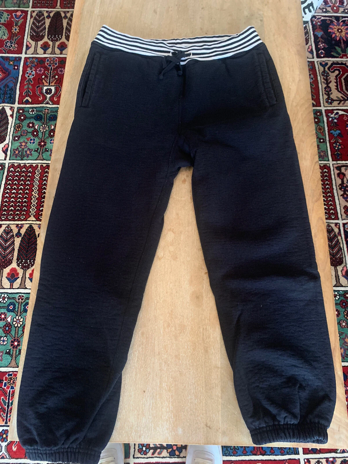 Supreme Sweatpants Black/Striped Waist Size Small