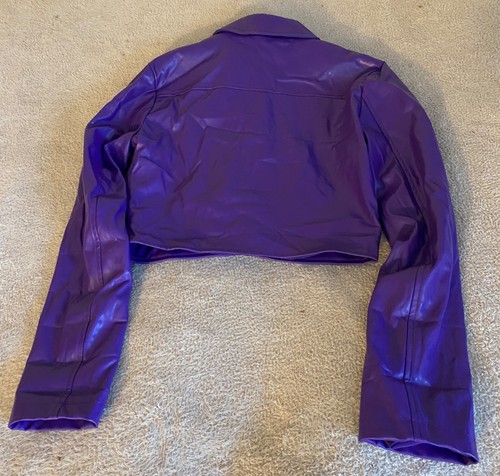 CAPSULLE Purple Faux Vegan PU Leather Cropped Jacket Women's S Cyberpunk Moto - Picture 19 of 22