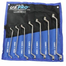 7pc OFFSET RING SPANNER SET by US PRO TOOLS 6mm/19mm Non Slip Swan Neck Wrench