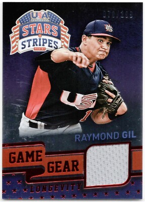 2015 USA Baseball Stars & Stripes RAYMOND GIL LONGEVITY GAME GEAR Relic #079/299