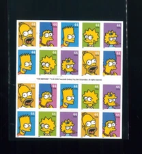 United States 44¢ The Simpsons Postage Stamp #4399-4403 MNH Sheet