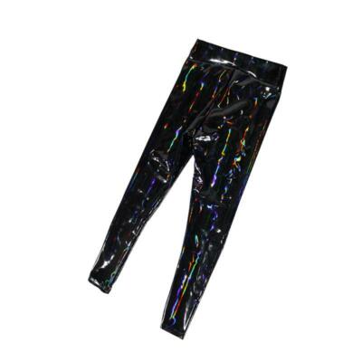 Women's Black High Shine Vinyl PU Leggings – Wet Look, Skinny Fit, Waisted Trousers