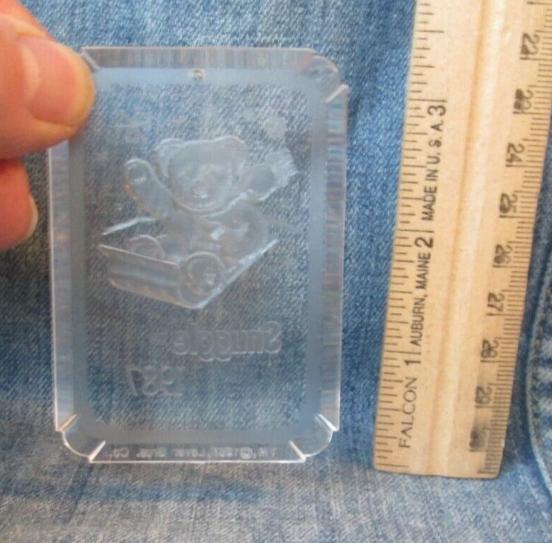 Adorno vintage de árbol de Navidad de acrílico transparente 1987 SNUGGLE BEAR ORN36 Foto 2 de 2