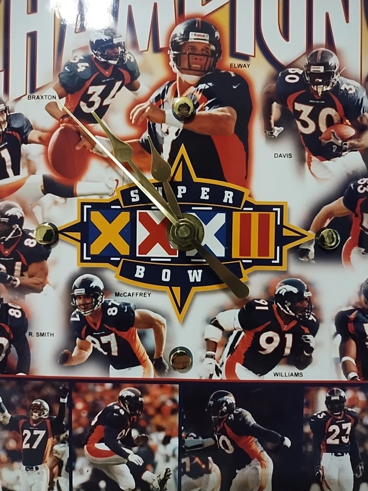 Placa/reloj vintage de campeones del Super Bowl XXXIII de los Denver Broncos. Raro Foto 2 de 3