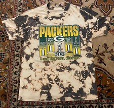 Alstyle Vintage Green Bay Packers Super Bowl Tie Dye Tee Shirt Size Large