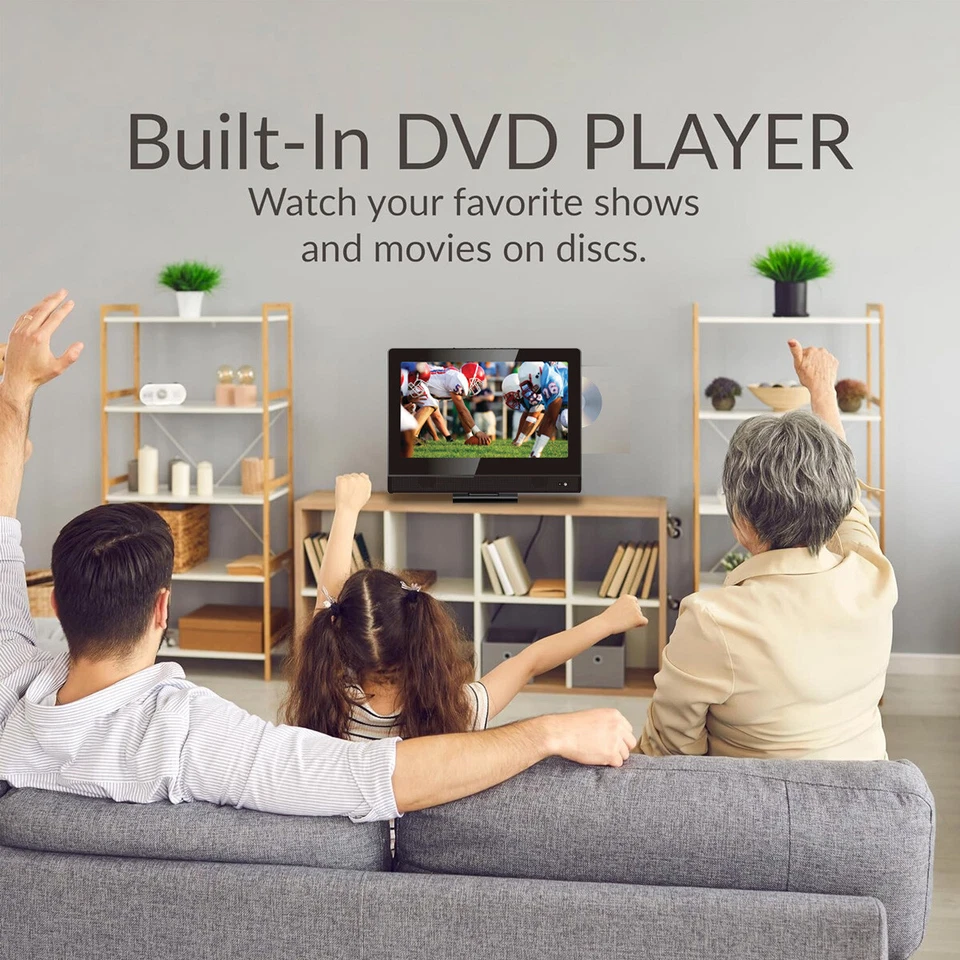 13" TV Widescreen HDTV Built-in DVD Player with HDMI & USB with Car Cord Adapter - Image 3 of 4