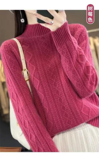 Women Sweater Wool Turtleneck Cashmere Knitwaer Casual Pullover Tops - Picture 22 of 36