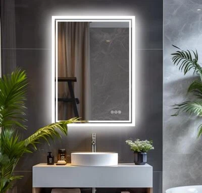 Rechteck LED-Badezimmerspiegel mit Beleuchtung Dimmbar Beleuchteter Wandspiegel - Bild 1 von 4
