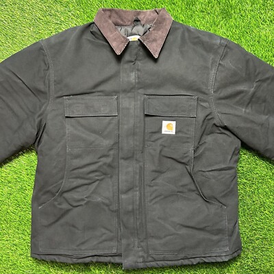 Vintage Mens Carhartt C03 BLK Arctic Quilt Lined Canvas Chore