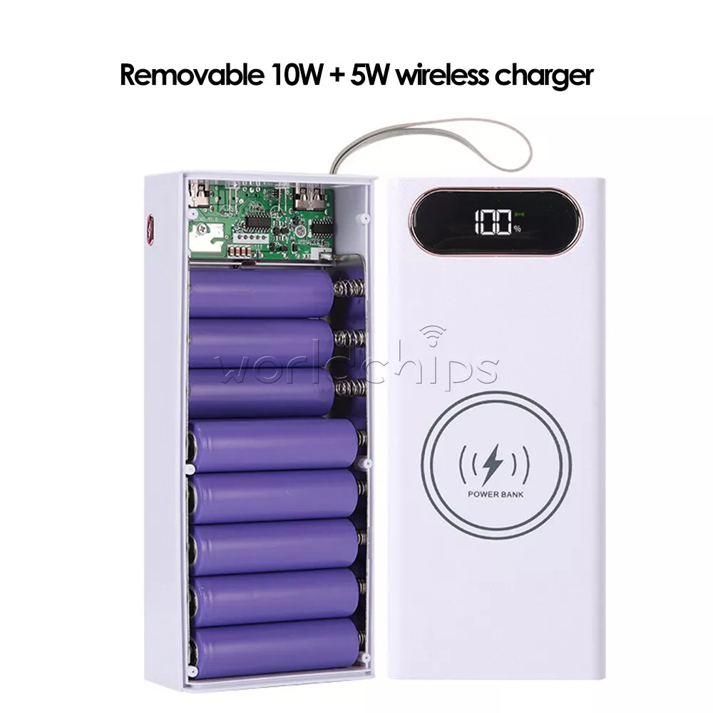 16x18650 Wireless Charge Power Bank PD QC3.0 Quick Charge 18650 Battery Storage
