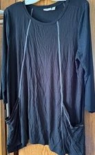 #1651 LOGO by Lori Goldstein Rayon 230 Top with Mesh Sleeves Size XL