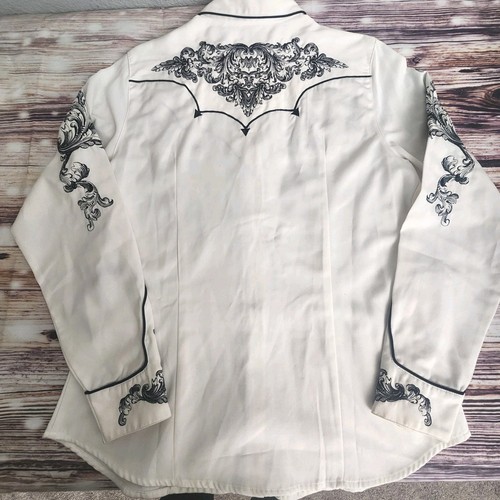 Chemise vintage Roper femme L blanche brodée snap western plaisir cowgirl - Photo 2/17