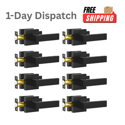 RAZCC 8 Pack Matte Black Passage Door Levers Interior Handles