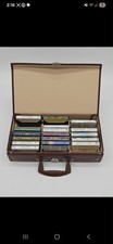 Vintage 24 Cassette Tape Holder Carry Case Storage Briefcase W Cassettes