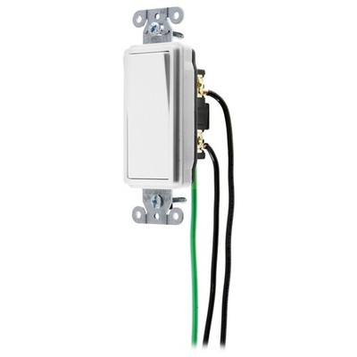 Hubbell White Decorator Rocker Switch Double Pole w/Pigtail 20A 120/277V DSL220W