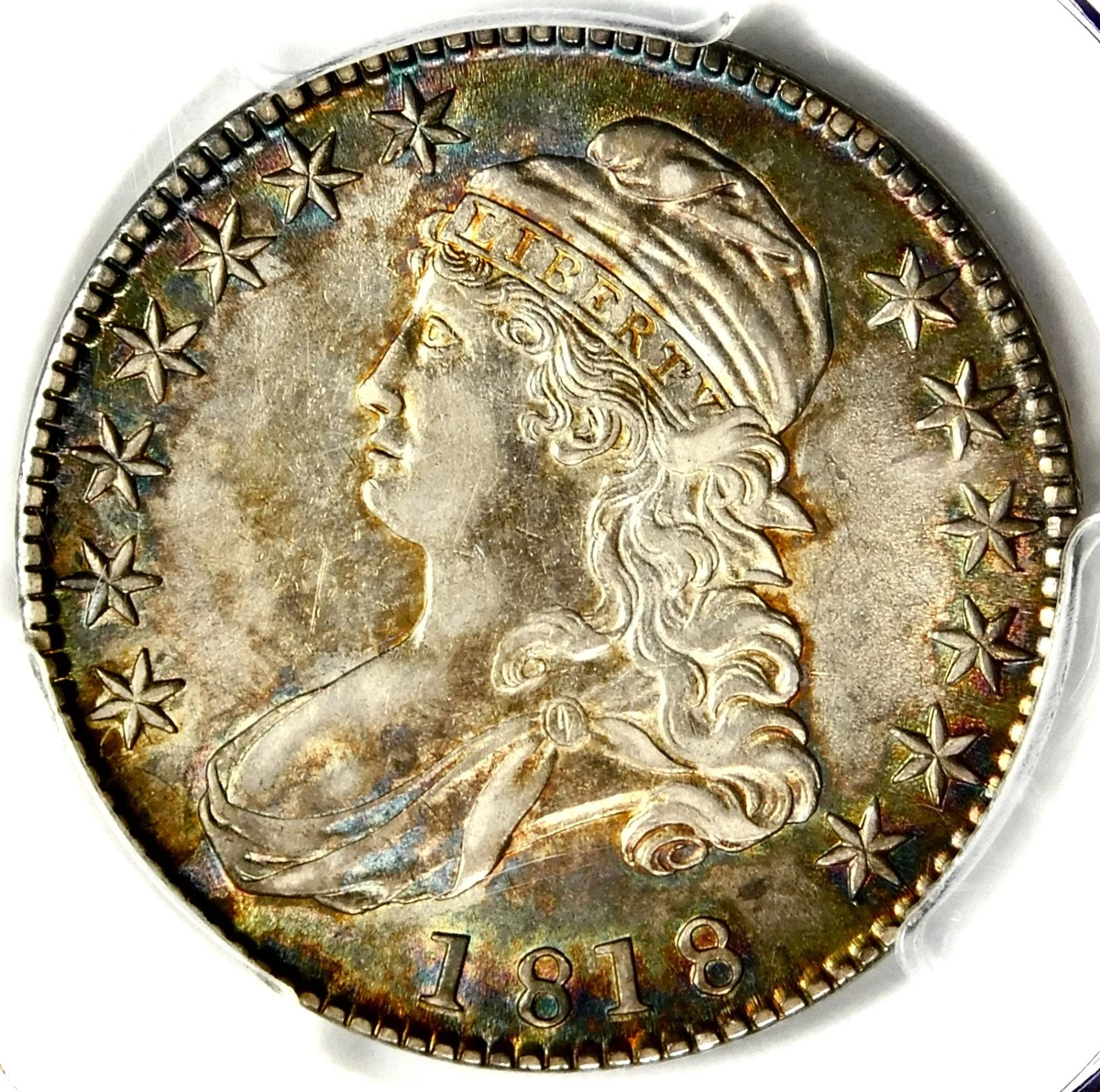 Circulated 1818 Year US Early Half Dollar Coins (1794-1839) for