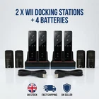 2x Wii Remote Charger Dock + 4x Rechargeable Battery Packs Black Wii U UK