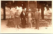 Group at Monument Park, European City Travel Scene RPPC Postcard
