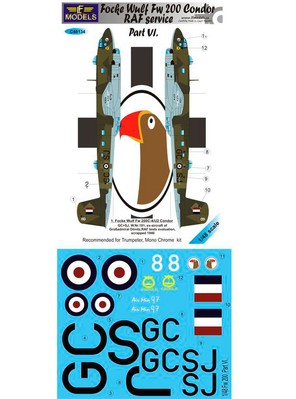 LF 1/48 Focke Wulf Fw 200 Condor RAF Part VI Decal for Trumpeter/MonoChrome kit