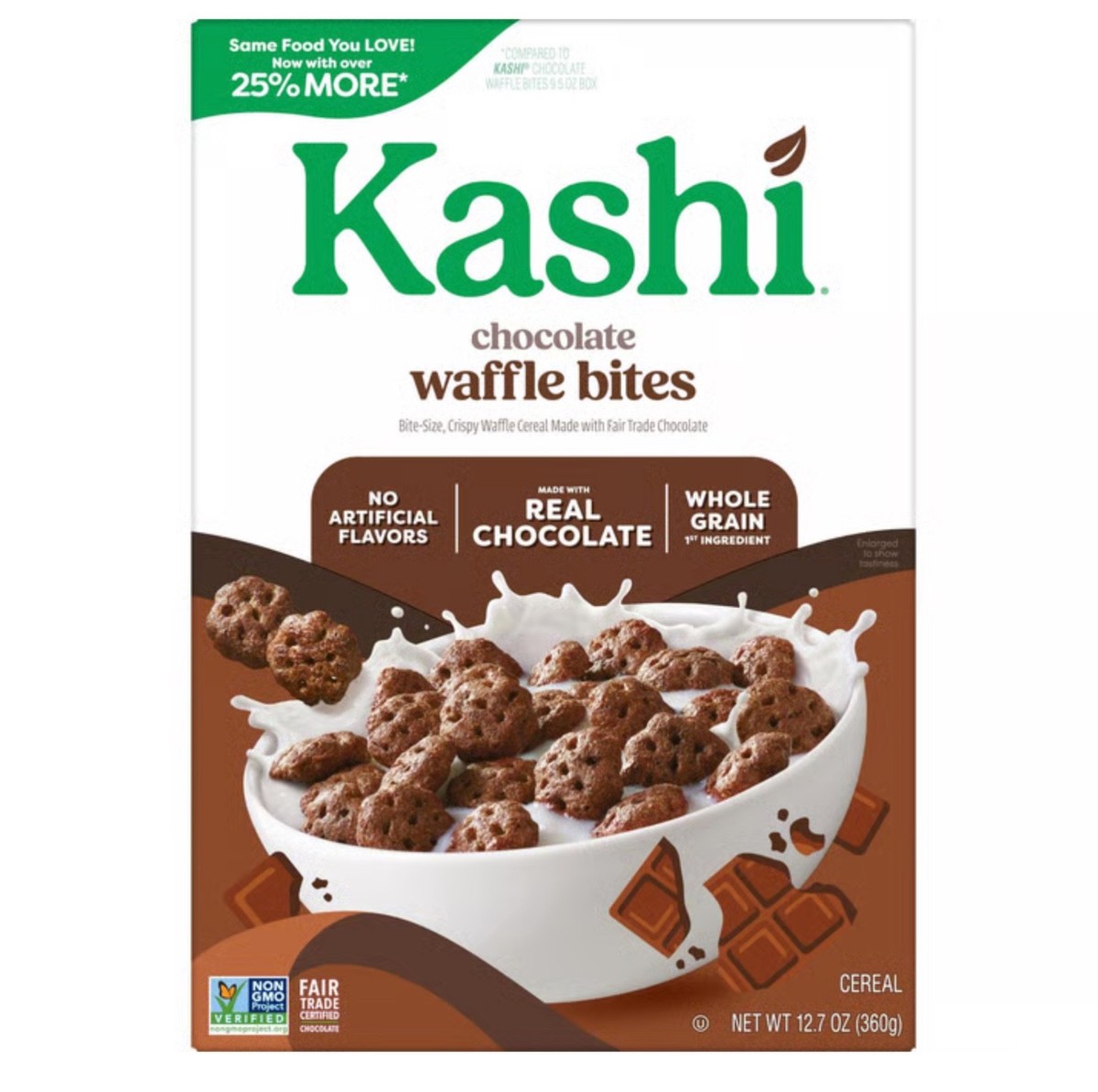 🟢New Kashi CHOCOLATE WAFFLE BITES Syrup Crunchy Breakfast Healthy