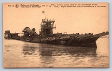 WWI Zeebrugge Raid Shipwreck Postcard - HMS Thetis Torpedo Boat Ruins 1914-18